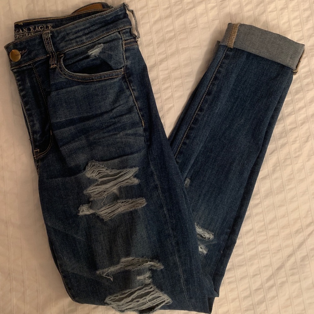American Eagle Dark Wash Ripped Jeans